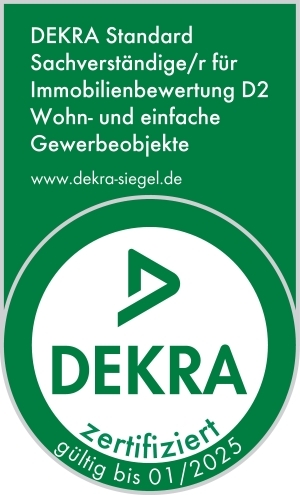 DEKRA zertifizierter Sachverständiger für Immobilienbewertung D2 (Wohn- u. einfache gewerbliche Objekte)